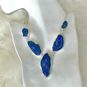 SOLAR DRUZY BLUE PURPLE  NECKLACE. . 925 SILVER.